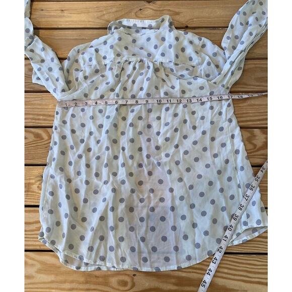 J Crew Dot 100% Silk Button Up Shirt Size XS Women’s Gray - Picture 7 of 8